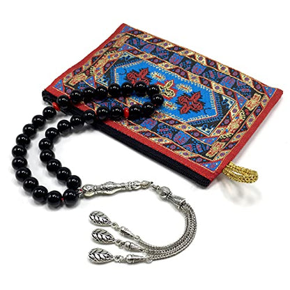 -Gentle Men Collection- Prayer Beads-Worry Beads-Tesbih-Tasbih-Tasbeeh-Misbaha-Masbaha-Subha-Sebha-Rosary (Shiny Black Glass -10 mm 33 Beads-) - color: Shiny Black Glass -10 mm 33 Beads-