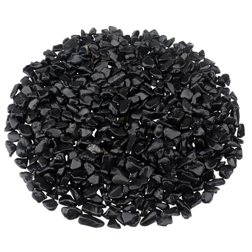 0.96LB Decorative Stones Fish Tank Gravel Succulent Rocks Natural Pebbles Vase Filler Aquarium Decor Crushed Quartz Polished Irregular Shaped Bulk - Black Obsidian - color: Black Obsidian