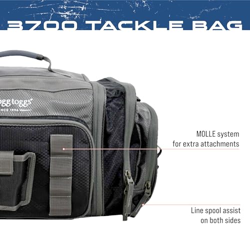 FROGG TOGGS Heavy Duty Fishing Tackle Duffle Bag, Includes Bait Trays, Black, 3700 - color: Black, style: 3700
