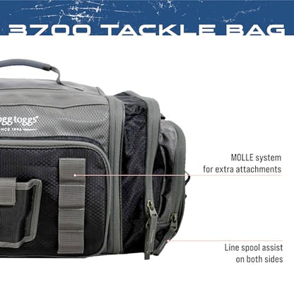 FROGG TOGGS Heavy Duty Fishing Tackle Duffle Bag, Includes Bait Trays, Black, 3700 - color: Black, style: 3700