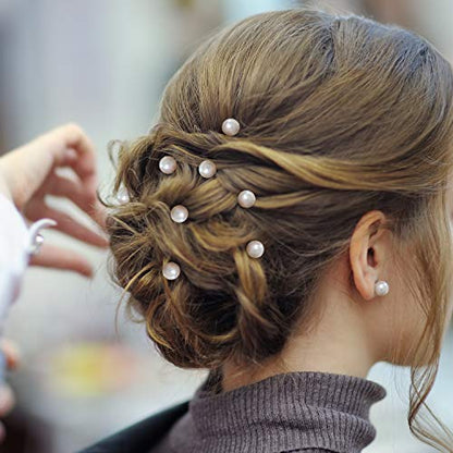 40 Packs Pearl Hair Pins Wedding Bridal Flower Pins for Brides and Bridesmaids Hair Style (0.4 Inch) - style: 0.4 Inch