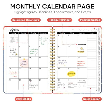 Planner 2026–2027, Academic Monthly Weekly Spiral Calendar, July 2026 – June 2027, Hardcover Agenda Notebook with Tabs, 6.3" x 8.5", Perfect for Students, Teachers, School & Daily Planning - Coastal Sunset - color: P-Coastal Sunset, size: (6.3"x8.5")a5