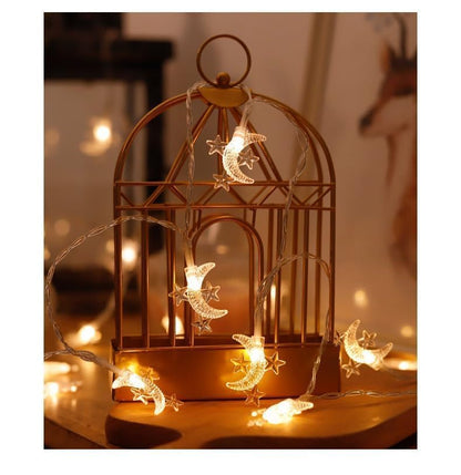 40 LED Star Moon String Lights Battery Operated 20FT Star Mini Star Fairy Lights for Patio Garden,Wedding, Party, Home Decoration (Star-Moon)