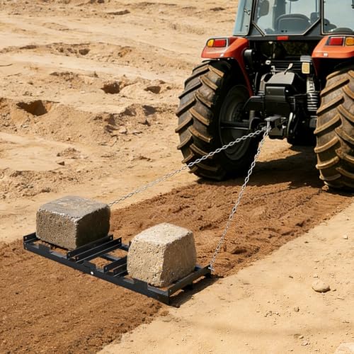 VEVOR Drag Harrow, 48 x 20 in, Tow-Behind Driveway Grader with Adjustable Width & 50lbs Load Capacity, Heavy Duty Lawn Leveling Rake, Galvanized Steel Gravel Driveway Drag, Fits ATVs UTVs Tractors - size: 4 FT- Black