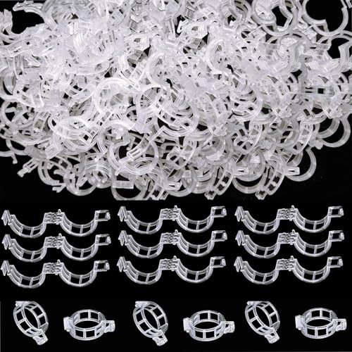 Plant Support Clips -100PK, White Tomato Clips for String Trellis, Grape Vine Clips for Garden Netting Climbing Plants, Secured Plastic Plant Clips