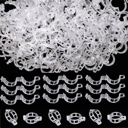 Plant Support Clips -100PK, White Tomato Clips for String Trellis, Grape Vine Clips for Garden Netting Climbing Plants, Secured Plastic Plant Clips