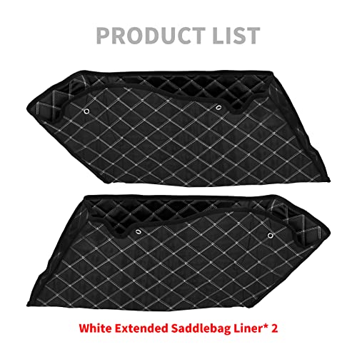 4'' Stretched Saddlebag Liners Inserts White Thread Compatible with Harley Touring 2014-2023 1 Pair