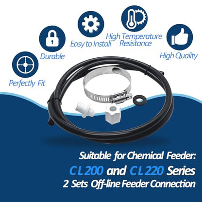 Romansk (2 Sets) Offline Feeder Connection Pack with Saddle Clamp | Chlorinator Feeder Hose Tubing Parts with 2 Sets Check Valve Control Valve, Replacement for CL200 CL220 Offline Pool Feeder