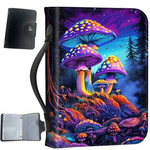 PU Leather Bible Cover with Handle & Pockets, Large Capacity Bible Case, Water-Resistant Scripture Organizer Bag with Bonus Card Holder, Christian Gift for Women & Men, Big Mushroom - color: Big Mushroom