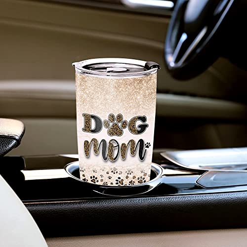 WAZONE Dog Mom Tumbler Cup Paw Print Leopard Nutrition Facts Travel Mug 20oz Stainless Steel Vacuum Insulated Gifts Ideas Birthday Mothers Day Christmas for Moms Women Dogs Lovers - color: Dog Mom