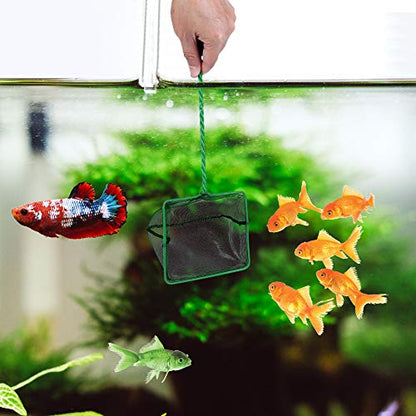 Lpraer 4in 5in 6in Aquarium Fish Net Green Fine Mesh Nylon Net Collection with 11" Long Handle Square Quick Catch Fish Net for Fish Tank - color: Green, size: 5 inch