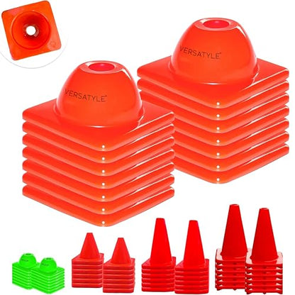 Versatyle Heavy Duty Agility Training Cones (2 in, 6 in, 9 in, 12 in, 28 in) for Sports, Kids Coaching, Multipurpose Field Marker Cones, Soccer, Basketball Drills, Bike, Motorcycle, Traffic Training - style: 2in, Orange, 12 Pack