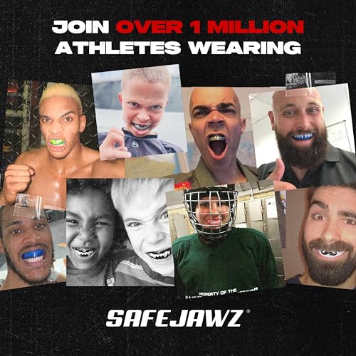 SAFEJAWZ Mouth Guard, Triple Layer Mouthguard Adults with Case, Easy Fit Remoldable Premium Mouthpiece for Football, Boxing, Lacrosse, MMA, Basketball & All Contact Sports (Adult 12+ Years, Black) - color: Black