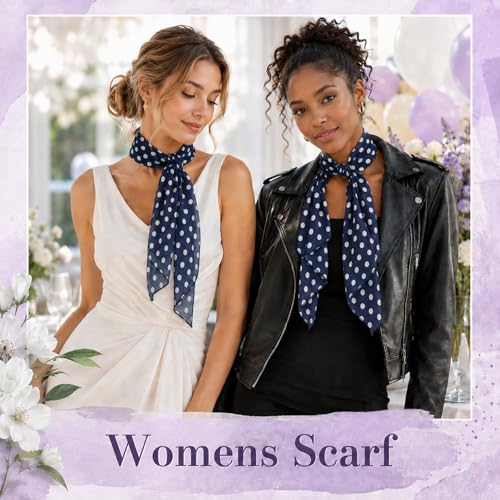 Polka Dot Scarf for Women, Chiffon Womens Scarves for Travel Date - color: Blue