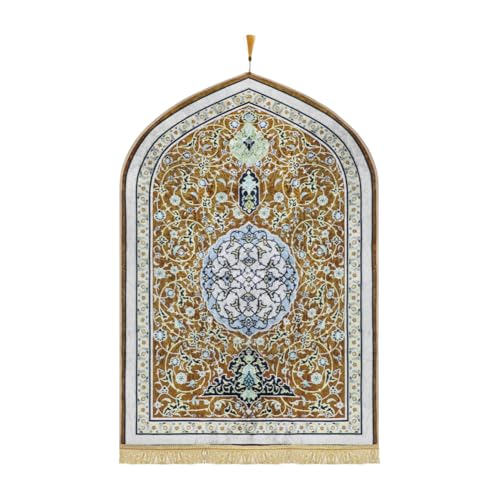 Muslim Prayer Mat Turkish Islamic Praying Rug Portable Prayer Carpet Eid Ramadan Janamaz Rug Adult Sajadah Islam Mat - color: Yellow