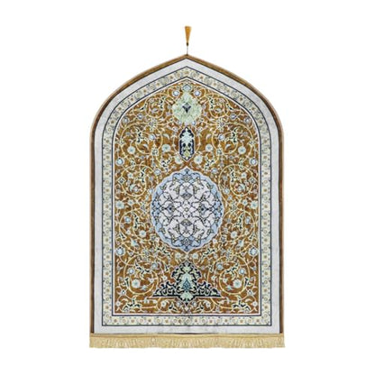 Muslim Prayer Mat Turkish Islamic Praying Rug Portable Prayer Carpet Eid Ramadan Janamaz Rug Adult Sajadah Islam Mat - color: Yellow