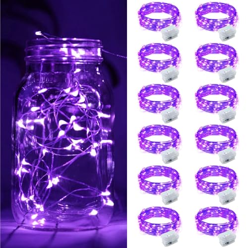 ZGWJ 12 Pack Purple Fairy Lights, Mini String Lights - color: Purple, size: 12P