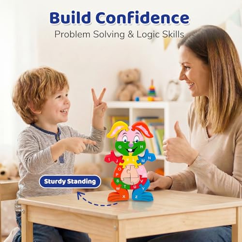 LovesTown Puzzle for Kids, Wooden, 3D Rabbit Shape - size: Medium, style: Rabbit