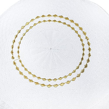RUIXIA Men Boys Muslim Prayer Kufi Hat Skull Cap Embroidery Islam Kufi Headware takke Praying Beanie Hat Kofia Topi Hat - color: Yellow-adult