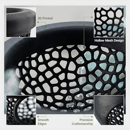 Floating Feeding Ring 2 Pack Cost Effective Combo Fry Hideout Set | Mesh plastic tank ornaments fit nano shrimp habitat to stop food waste. Black 3.93x2.21" & white 2.75x1.57" cave