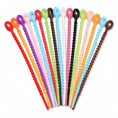 20 Pack 8.5 Inch Cable Ties Silicone Clips Rubber Twist Cord Household Snake Organizer Strap