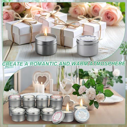 Nuanchu 24 Pack Wedding Favor for Guest Wedding Scented Candles Gift Set 2oz Eid Mubarak Candle for Her Him Natural Soy Wax Jar Long Lasting Aromatherapy Gift Bulk for Bridal Shower Rustic Party Favor - style: Romantic Style