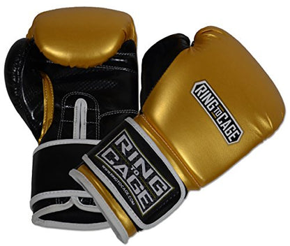 Gym Training Stand-Up Boxing Gloves - color: Gold/Black, size: Large weighs 16oz