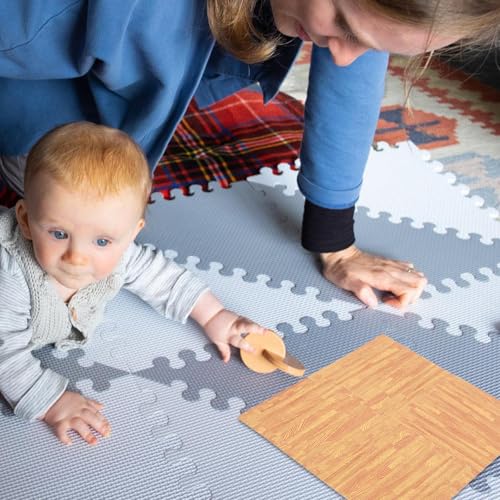 TOYANDONA 12pcs Interlocking Puzzle Floor Mats Crawling Play Mat Eva Foam Tiles Non-Toxic Floor Pads for Nursery Gym and Home Use