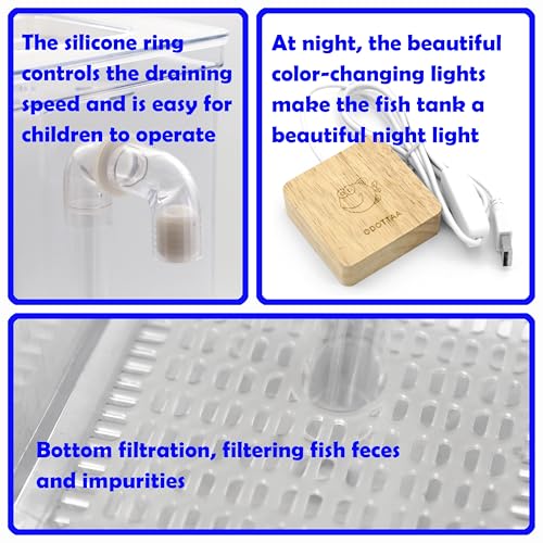 My 1st Fish Tank™ : Gen 2, Mini Fish Tank Aquarium Starter Kit 1 gal, Professional for Betta, Easny Maintain, Self Cleaning System-Only Add Water, Beautiful Color Changing LED Light, Color Box