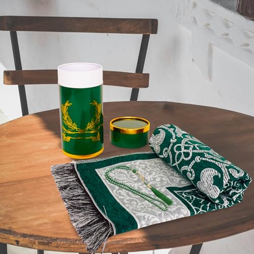 zhxinashu Muslim Prayer Mat Set with Tasbih Beads and Cylinder Box - color: Style B