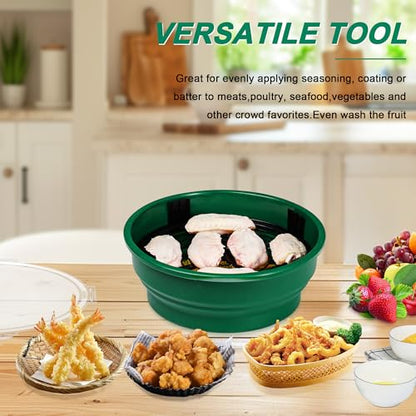 Collapsible Batter Bowl - Breading Bowl Shaker with Lid , Olive Green - color: Olive Green