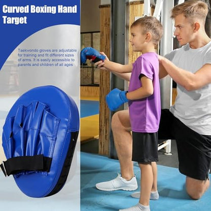 Boxing Pads Gloves Thick Adjustable Curved Focus Punching Mitts | Hand Target Training Hand Pads for Kickboxing Karate Thai - color: Blue