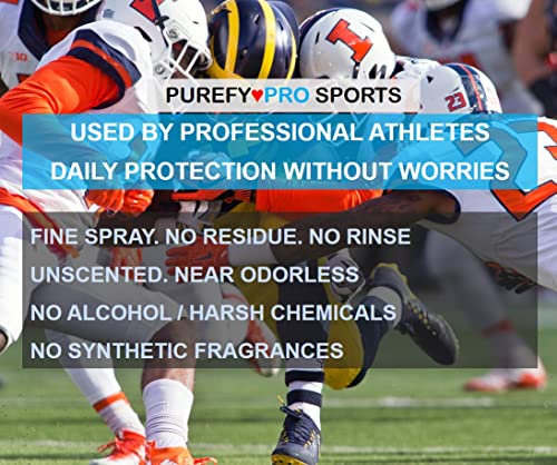 Purefypro Sports Equipment Disinfectant Spray - (1.7oz, 3pk) TSA Travel Size. Kills 99.9999% MRSA, HIV, Athlete Foot Fungus, Virus and Fungi. No Rinse, No Residue. Great For Sports Pads, Yoga Mats,
