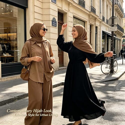Jersey Hijab Scarf for Women,Lightweight Muslim Turban Head Scarf Modal Feel Hijab Coverings for Prayer with Clip - color: Brown