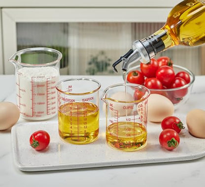 High Borosilicate Glass Measuring Cup-V-Shaped Spout，Glass Measuring Beaker for Kitchen or Restaurant, Easy to Read, 150 ML (5 Oz)-Single - size: 150 ML (5 Oz)-SINGLE