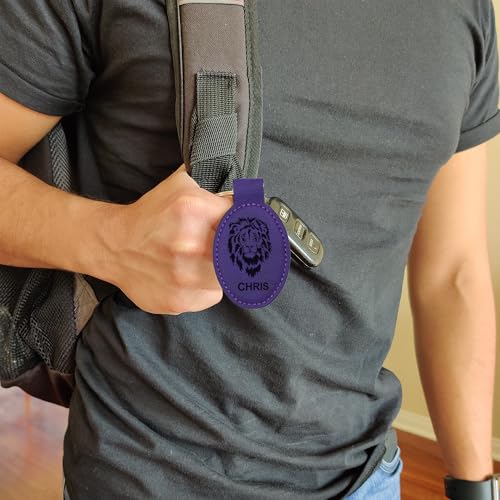 LaserGram Oval Keychain, Allah 1, Personalized Engraving Included (Dark Purple) - color: Dark Purple