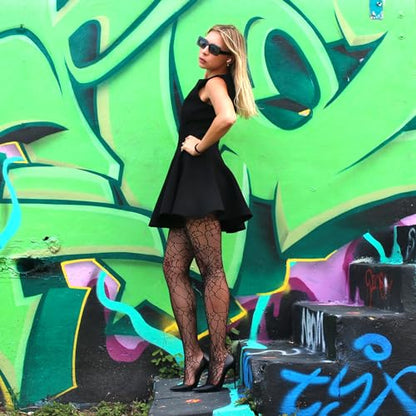 Millennials In Motion Sheer Elegance Patterned Tights - color: Cobweb