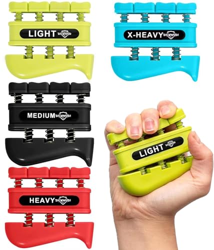DICYWUDI Grip Strength Trainer, Finger Strength Trainer for Grip Strength Training for Fingers, Wrists, and Hands for Home, Office, Gym, Climbing, Athletes, Musicians, and Therapy - color: Yellow/Black/Red/Blue
