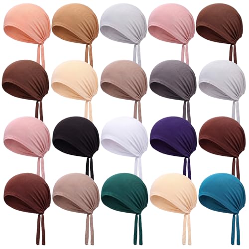 Handepo 20 Pcs Hijab Undercap for Women, Adjustable Non Slip Muslim Inner Cap Cotton Underscarf Tube Bonnet - color: Neutral Colors