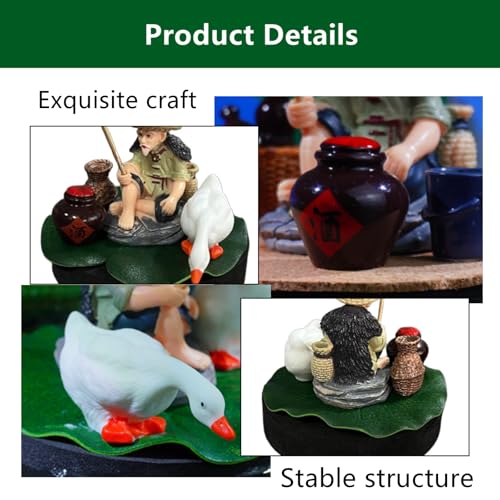 1 Set Floating Aquarium Decor Exquisite Resin Floating Fish Tank Decor with Fisherman, Fishing Rod, Mini Wine Jar, Mini Fish Basket, Duck, for Aquarium Decoration Accessories