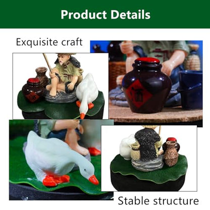 1 Set Floating Aquarium Decor Exquisite Resin Floating Fish Tank Decor with Fisherman, Fishing Rod, Mini Wine Jar, Mini Fish Basket, Duck, for Aquarium Decoration Accessories