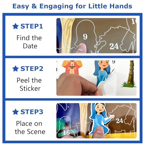 Nativity Advent Calendar 2025 - Religious Nativity Scene Christmas Countdown Stickers for Kids Christian Advent Calendar Christmas Activities Decorations Gifts