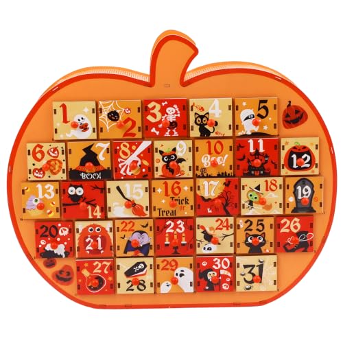 FOIMAS Halloween Advent Calendar, 31 Days Wooden Pumpkin Countdown Advent Calendar Box with Storage Drawers for 2026 DIY Home School Office Halloween Party Decoration - color: Orange