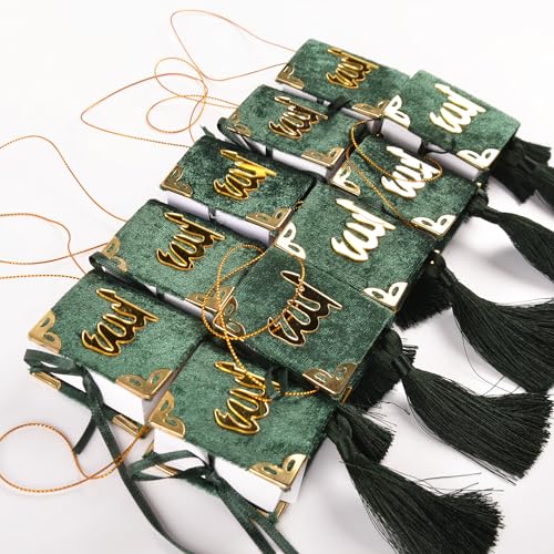 BABY SHOWER CHOCOLATE Set of 10 Quran Book for Muslim Favors Quran Book Arabic Hajj Favors Car Hanging Quran Islamic Gift (Green) - color: Green