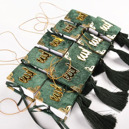 BABY SHOWER CHOCOLATE Set of 10 Quran Book for Muslim Favors Quran Book Arabic Hajj Favors Car Hanging Quran Islamic Gift (Green) - color: Green