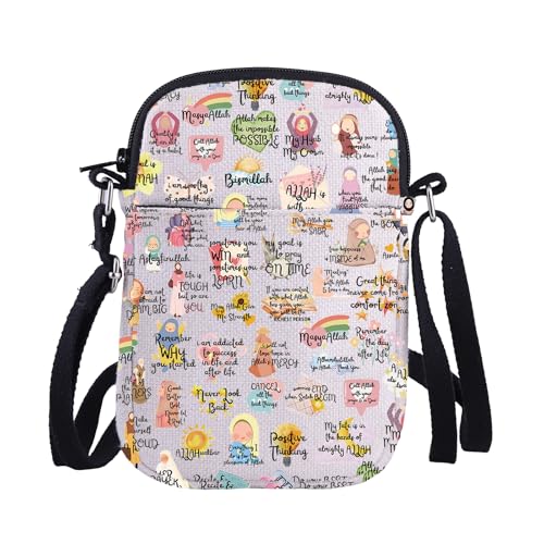 JYTAPP Islamic Affirmations Inspired Crossbody Bag Daily Quotes Motivation Purse for Women Islam Muslim Gift Ramadan Eid Gift