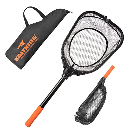KastKing Brutus Fishing Net, Foldable Extendable Fish Landing Net, Lightweight & Portable Fishing Net with Soft EVA Foam Handle, Holds up to 44lbs/20KG, Fish-Friendly Mesh for a Safe Release - size: 31" Total Length(not extendable), style: Pvc Net