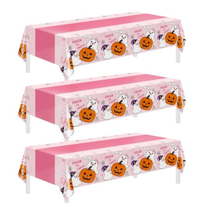 Childom 3 Pack Halloween Tablecloth Rectangle Table,Halloween Decorations - color: Halloween Pink