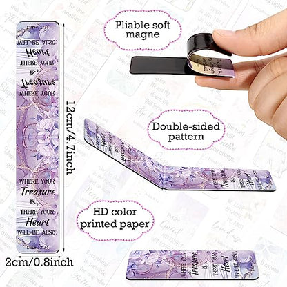 Chinco 30 Pcs Magnetic Bookmarks Christian Bookmarks Bulk Bible Verse Inspirational Scripture Page Clips for Women, Childrens, Kids, Teachers, Mothers Day, Church Supplies, School Gifts (Floral) - style: Floral
