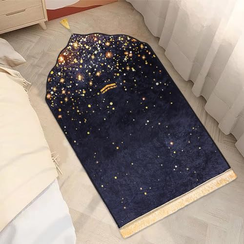 Prayer Mat Muslim Prayer Rug Portable Festival Mat Lightweight Praying Carpet with Tassel for Women Men - color: Black